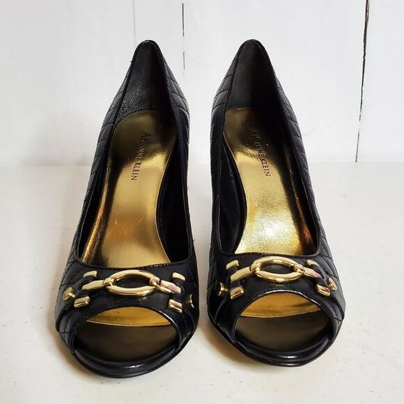 AK Anne Klein Quilted Leather Peep Toe Pumps Heels 9M - Picture 3 of 10
